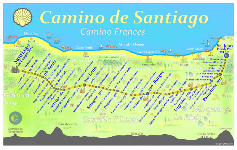 map of the camino de santiago